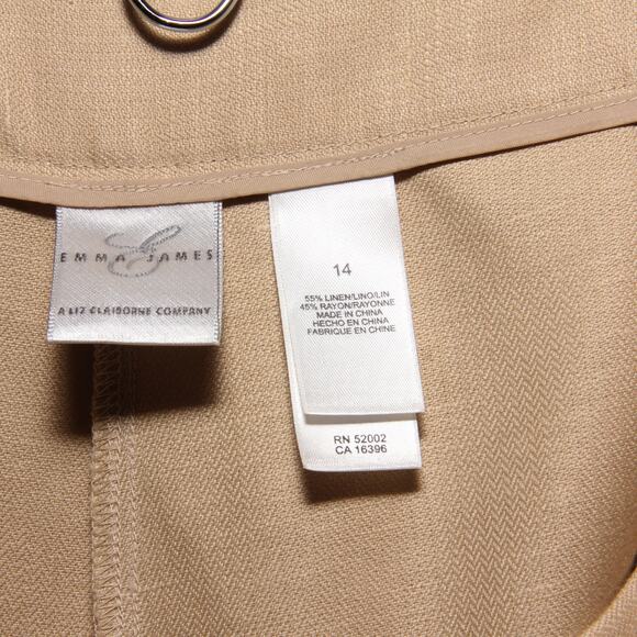 Emma James Linen Blend Dress pants Size 14 Tan - Picture 6 of 7